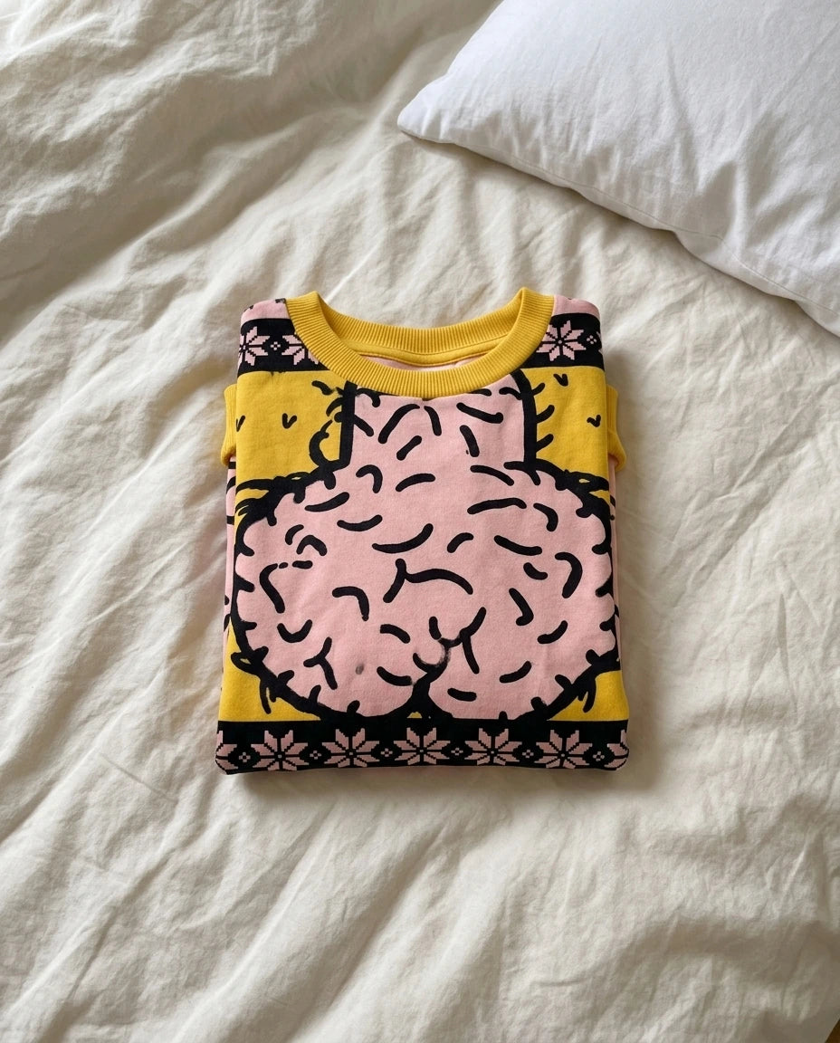 Folded yellow and pink Nutty Sweater long sleeve shirt